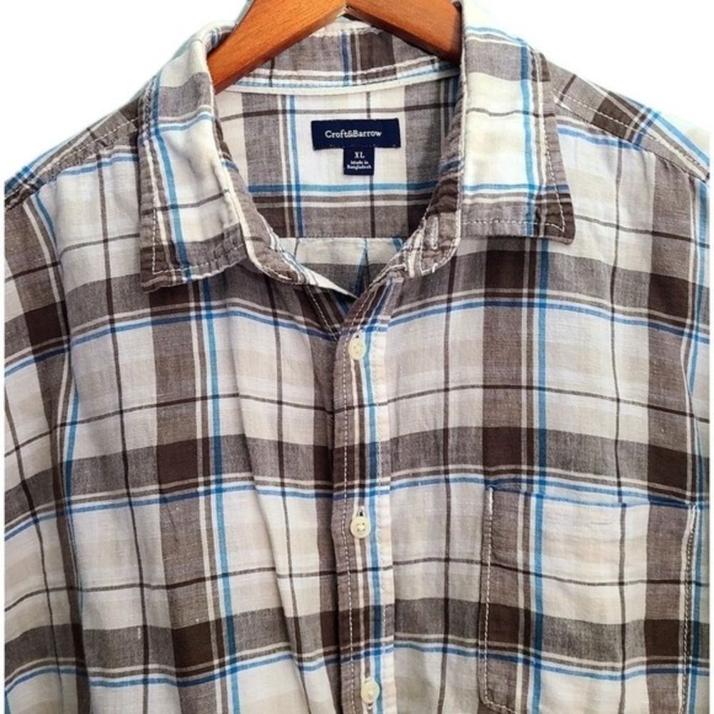 Croft & Barrow Men's Shirt XL Easy Care Button Up Short Sleeve